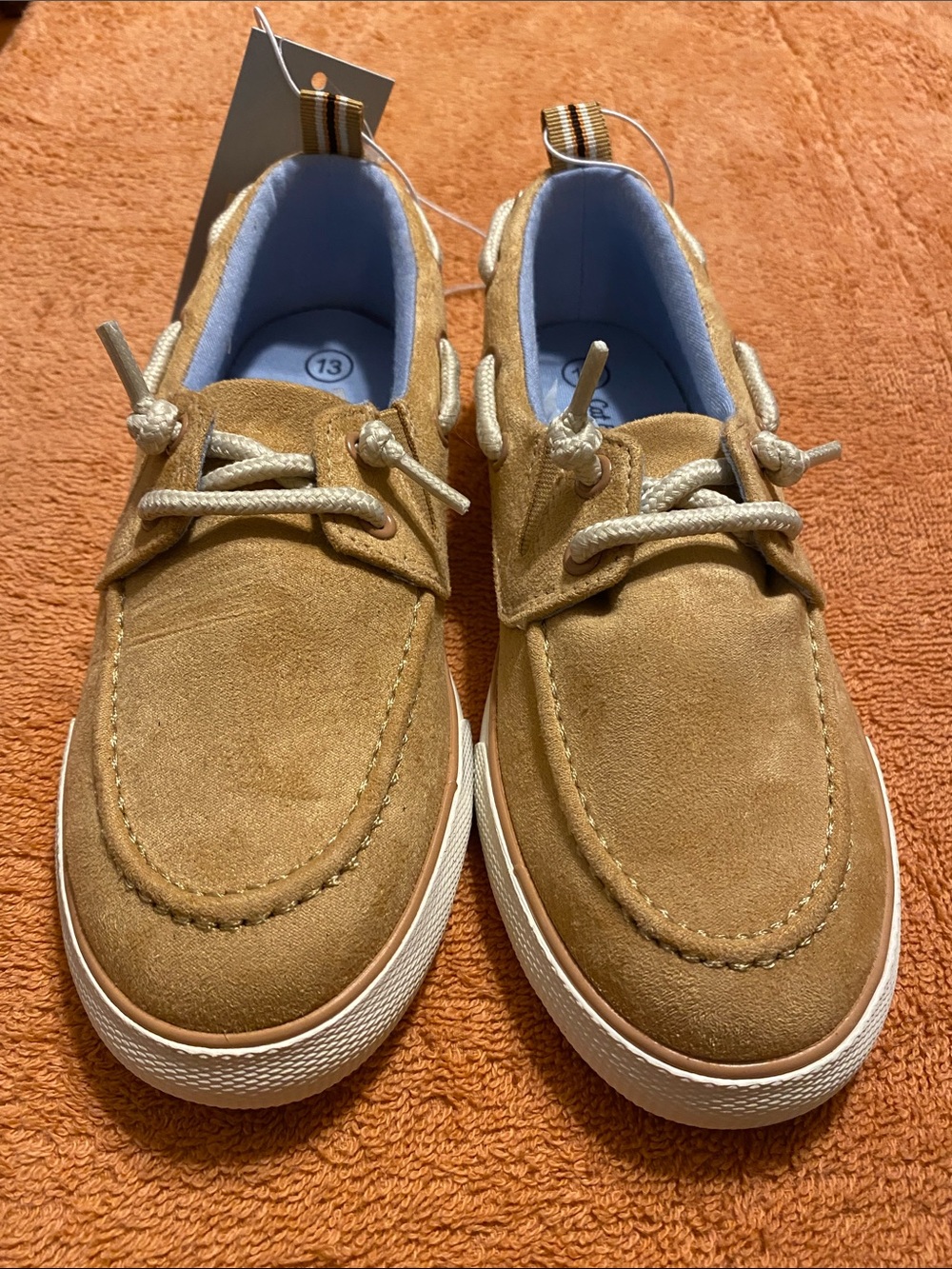 Cat & Jack Boys' Tan Suede Boat Shoes